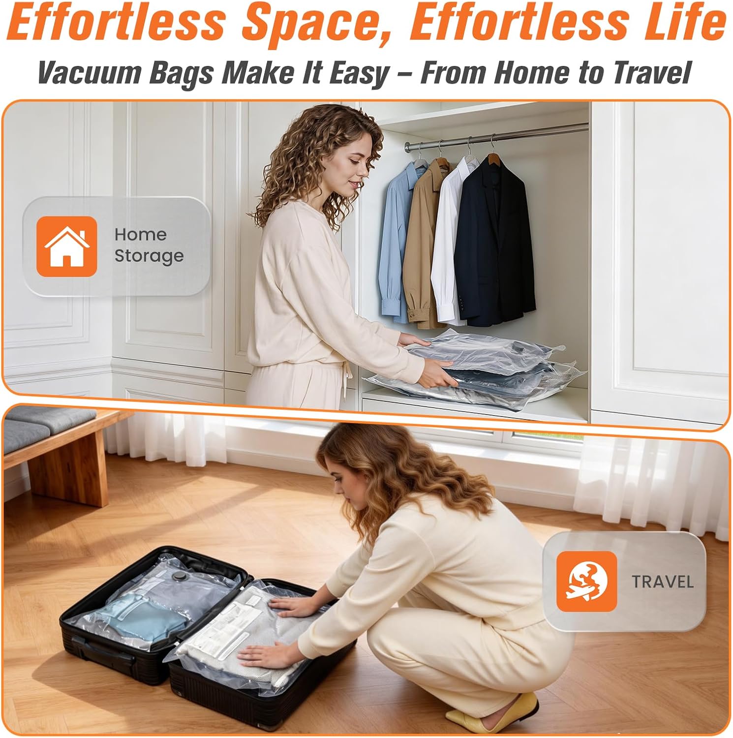 15 Pack Vacuum Storage Bags for Travel with Cordless Pump, Space Saver Bags for Clothes, Compression Packing Bags for Luggage, 15 Combo Size - Image 9