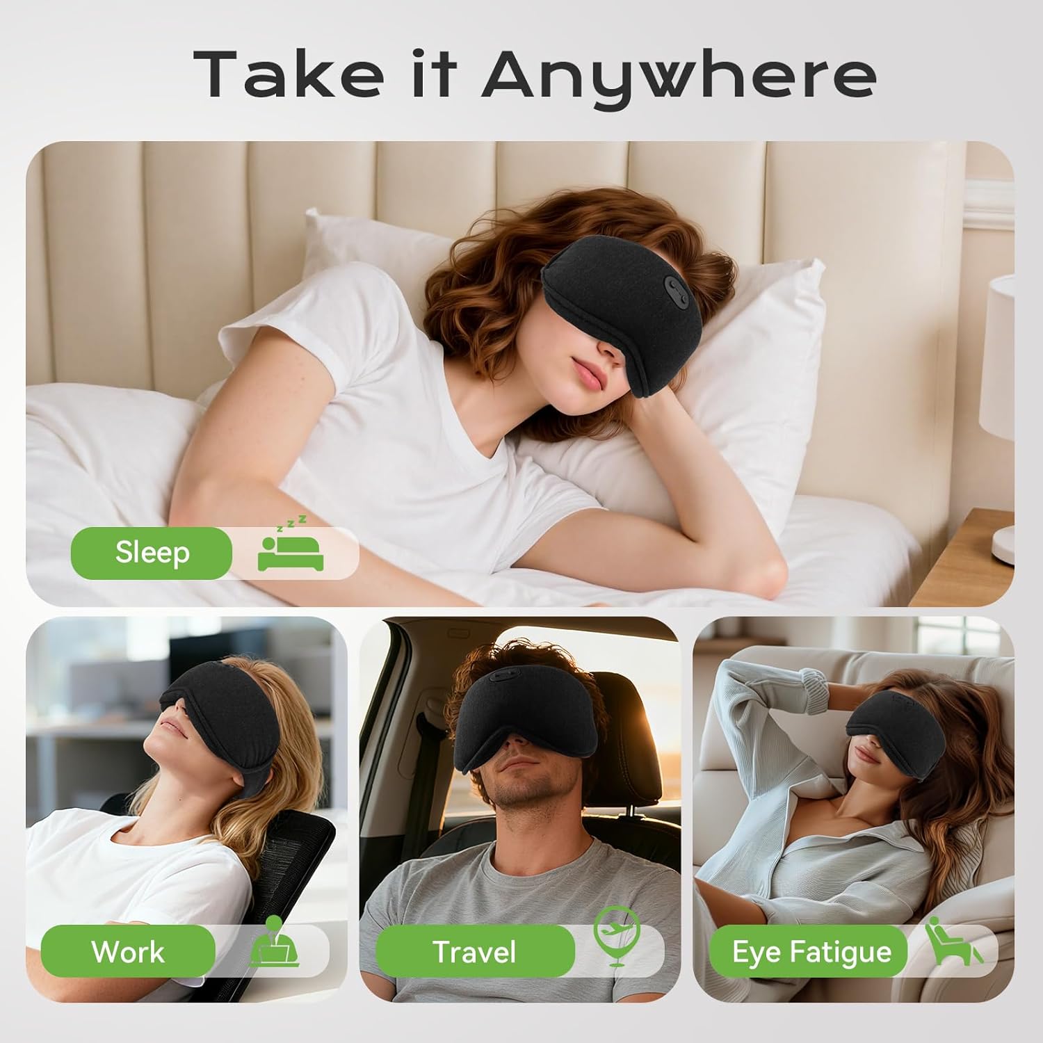 2 in 1 Heated & Cooling Gel Eye Mask - Cooling Eye Mask for Migraine Headaches Relief - Cordless Heated Eye Mask for Dry Eyes 3 Heat Settings Warm Compress for Stye Eye Treatment Washable Pad Cover - Image 9
