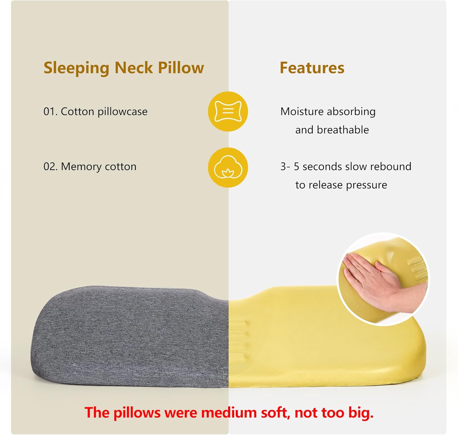 Cervical Neck Pillows for Pain Relief Sleeping, Memory Foam Neck Bolster Support Pillow and Shoulder Relaxer for Stiff Pain Relief, Neck Support Pillow Bed Neck Roll Pillow(Dark Gray) - Image 5