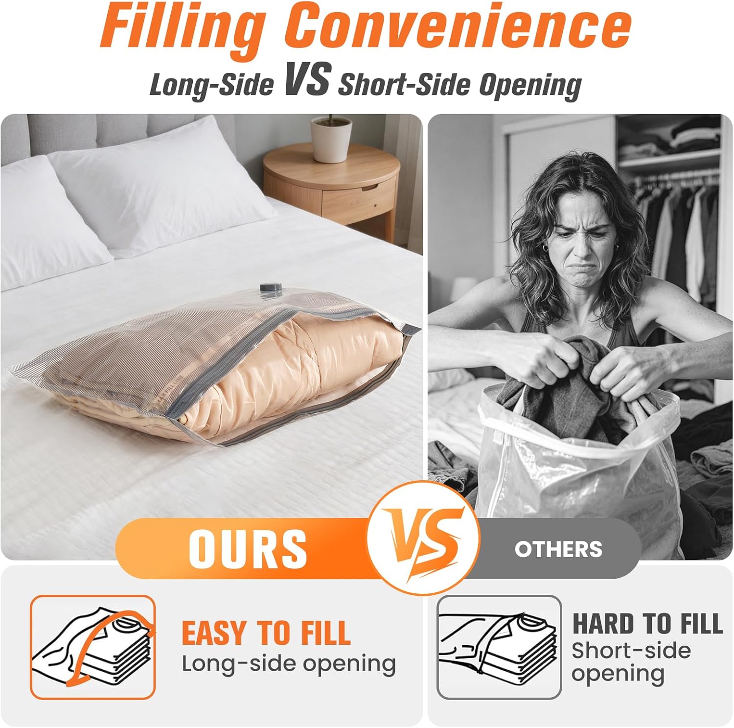 15 Pack Vacuum Storage Bags for Travel with Cordless Pump, Space Saver Bags for Clothes, Compression Packing Bags for Luggage, 15 Combo Size - Image 7