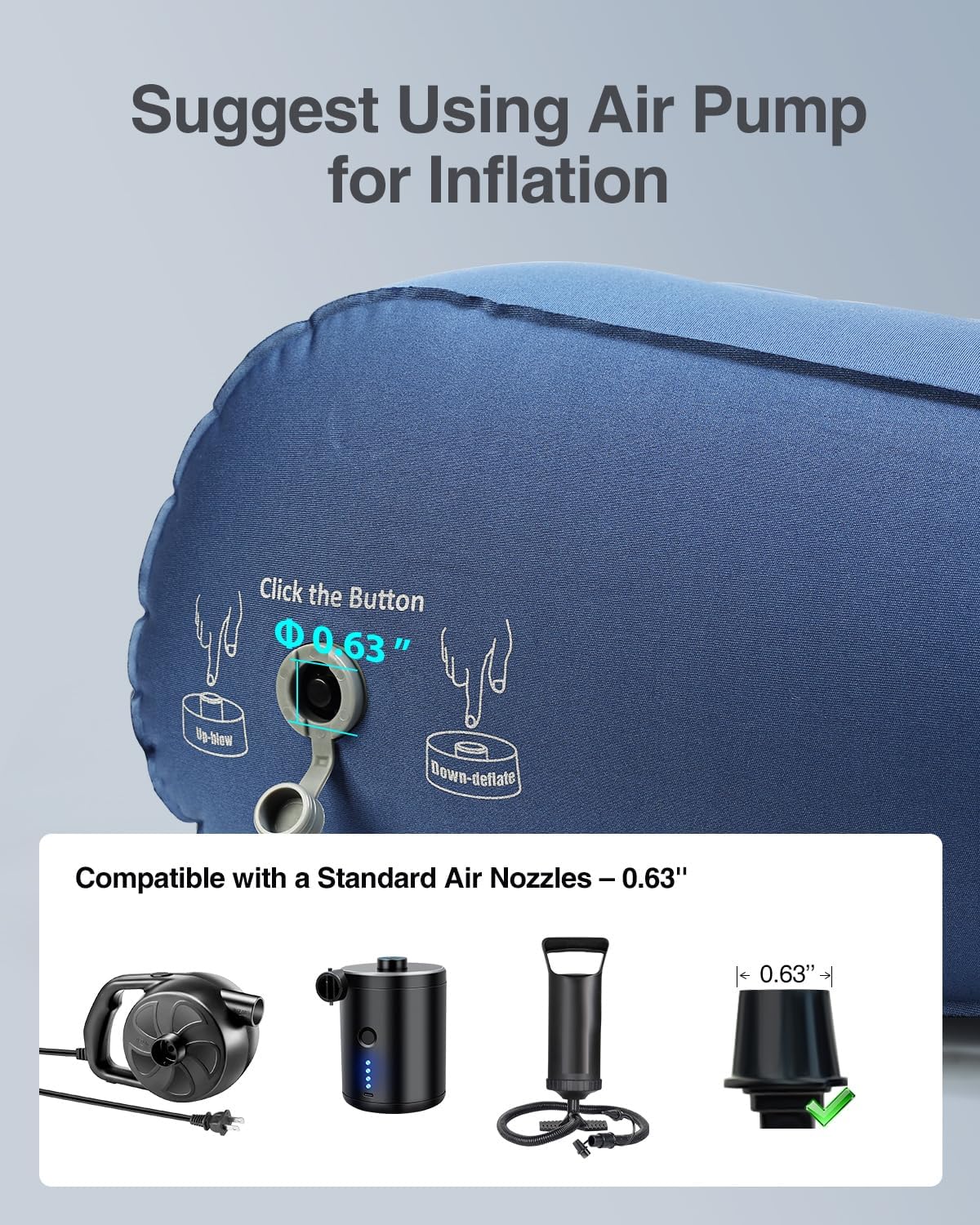 Luxtude Inflatable Wedge Pillow for Sleeping, Travel Wedge Pillow for Acid Reflux Relief, Sleep Apnea, Adjustable Bed Wedges Pillows for Back Pain Relief, Post-Surgery, Snoring and Leg Support - Image 8