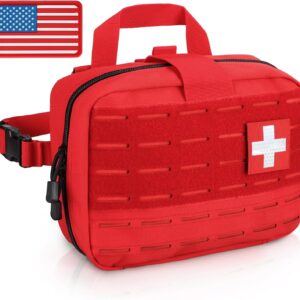 LIVANS Tactical Molle Medical Pouch - Upgraded Size, Large Capacity IFAK Pouch with Detachable Quick Release and Headrest Mount, Includes Flag and Cross Patch