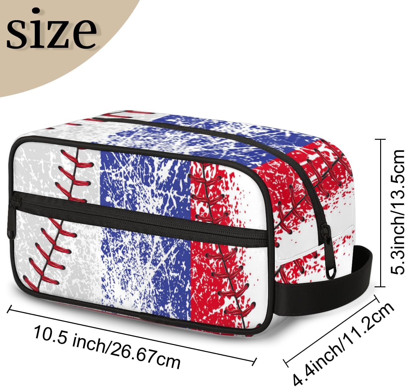 Boys Toiletry Bag for Kids Dopp Kit Vintage Baseball Waterproof Hanging Wash Cosmetic Bag Medicine Bag for Travel Sports Shower Essential - Image 2