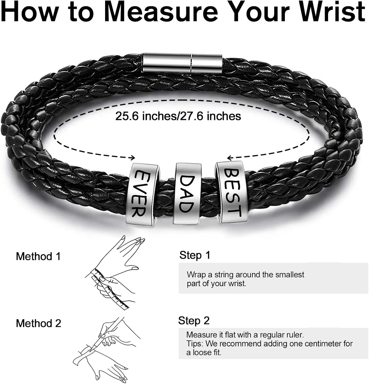 Fathers Day Gifts for Dad, Custom Bracelets for Men with Family Names Personalized Mens Leather Bracelet Customized Gifts for Boyfriend Husband - Image 4