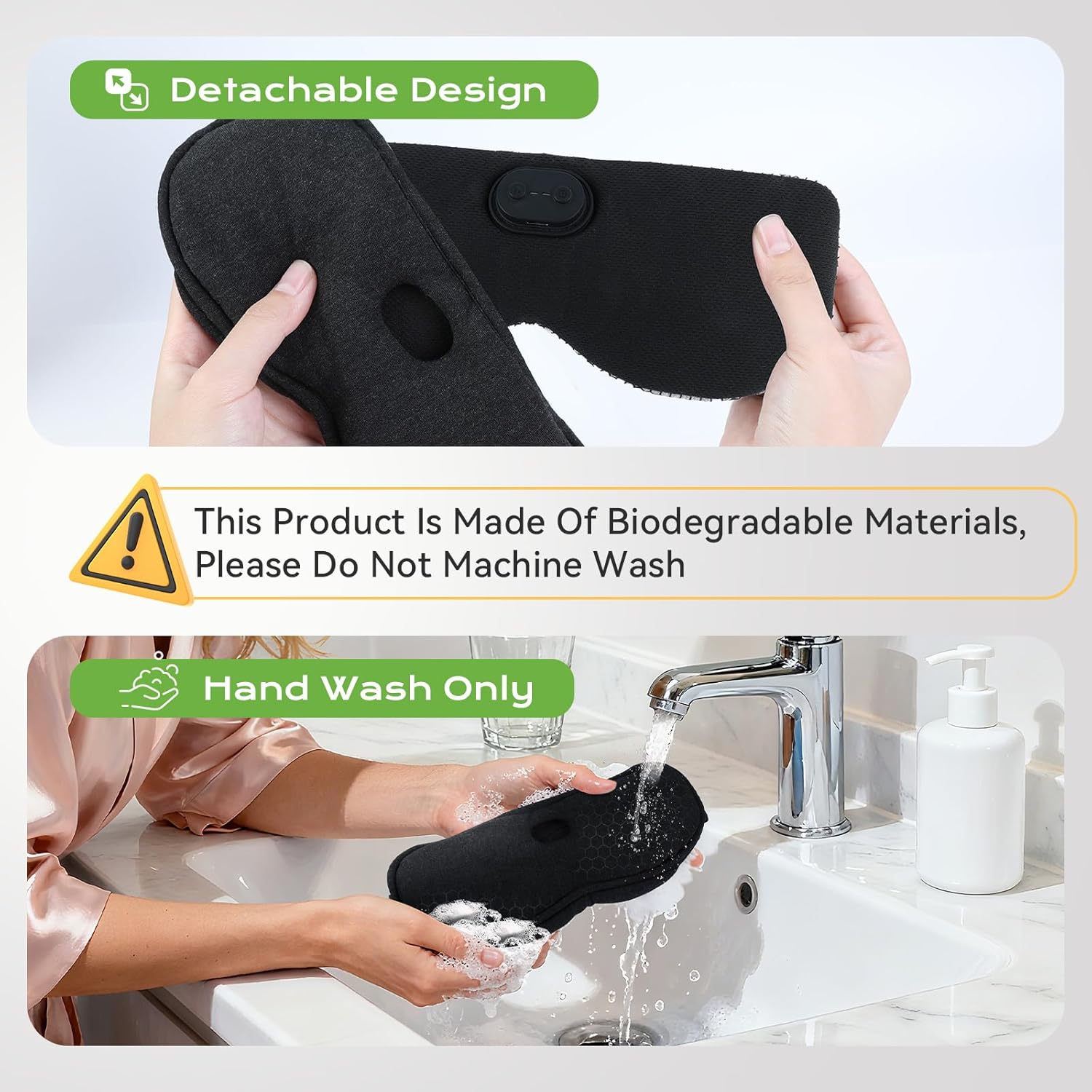 2 in 1 Heated & Cooling Gel Eye Mask - Cooling Eye Mask for Migraine Headaches Relief - Cordless Heated Eye Mask for Dry Eyes 3 Heat Settings Warm Compress for Stye Eye Treatment Washable Pad Cover - Image 8