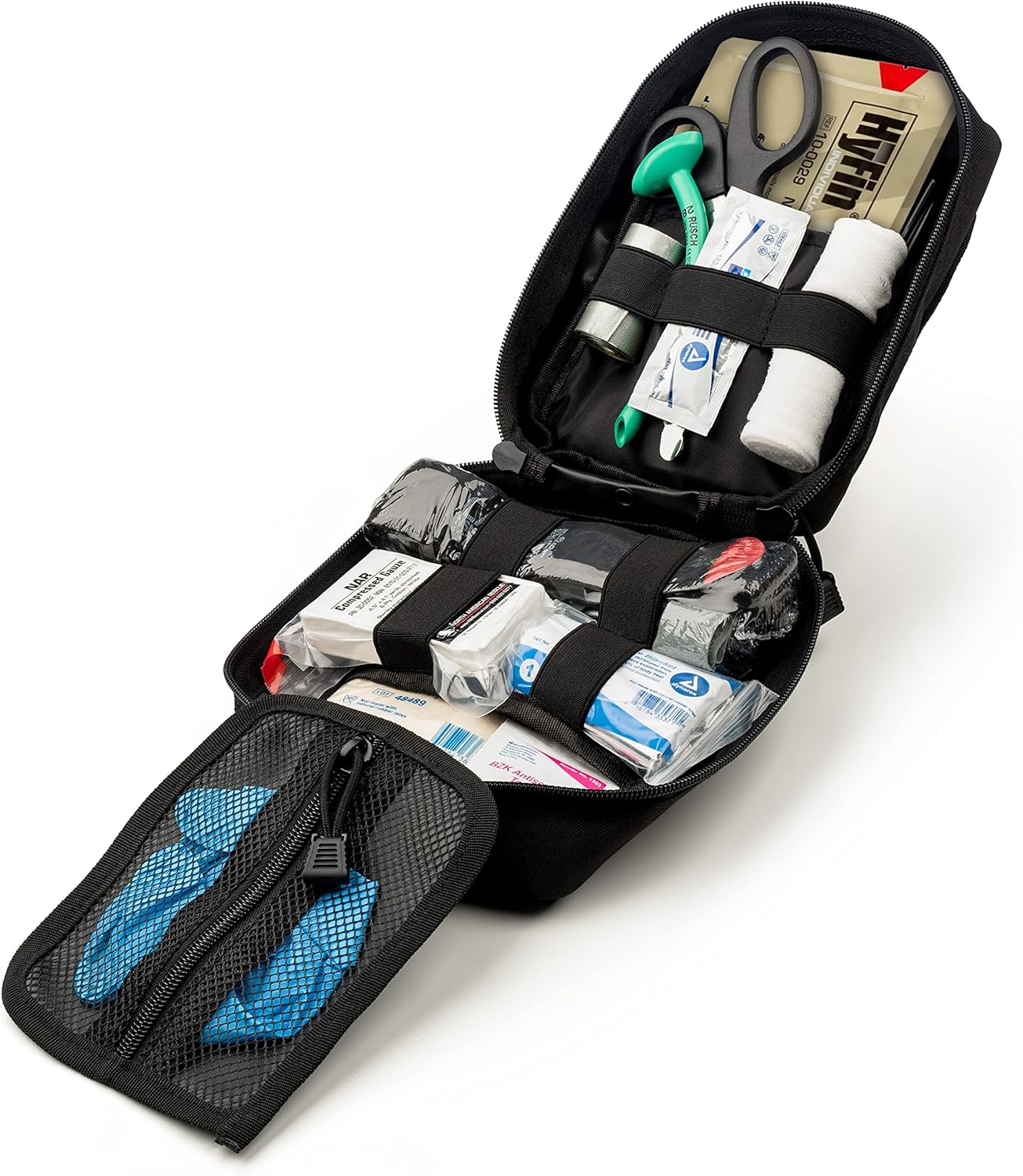 Scherber Premium IFAK Kit Trauma Pack | HSA/FSA Approved | Fully Stocked MOLLE Pouch w/CAT Tourniquet, HyFin Chest Seal, & Israeli Bandage | Trauma Kit for Gunshot, Bleeding, Major Wound Care (Black) - Image 2
