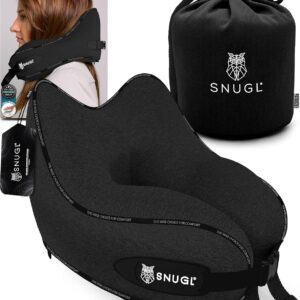 SNUGL Travel Pillow – Neck Pillow Airplane, Travel Pillows for Airplanes, Neck Pillows Memory Foam – Road Trip Essentials for Adults – Traveling Essentials - Gifts for Travelers Men & Women