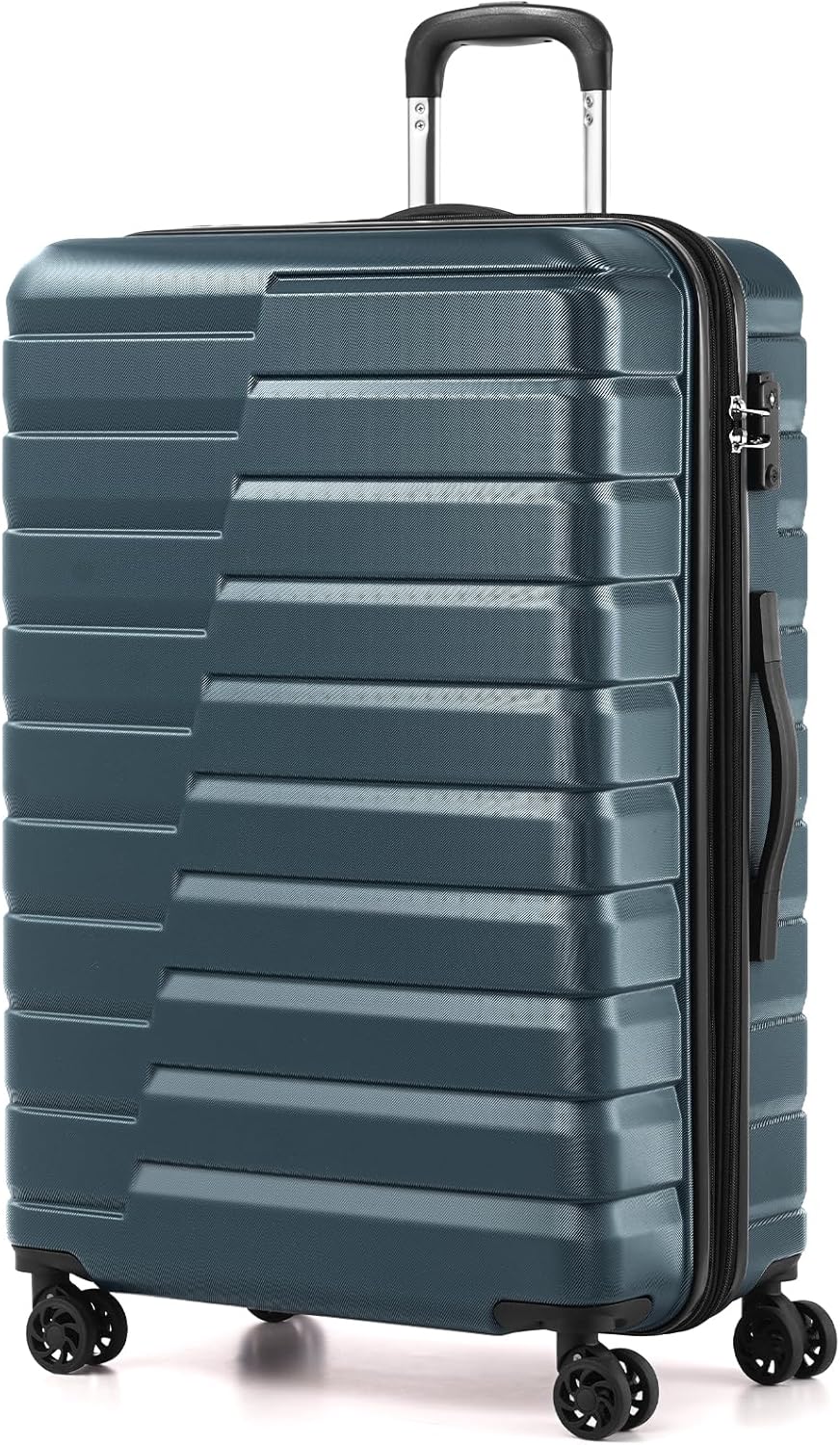Coolife Expandable Large Checked Luggage with Spinner Wheels, Hard Shell Suitcase TSA Lock Rolling Travel Luggage 28-inch,Teal Blue