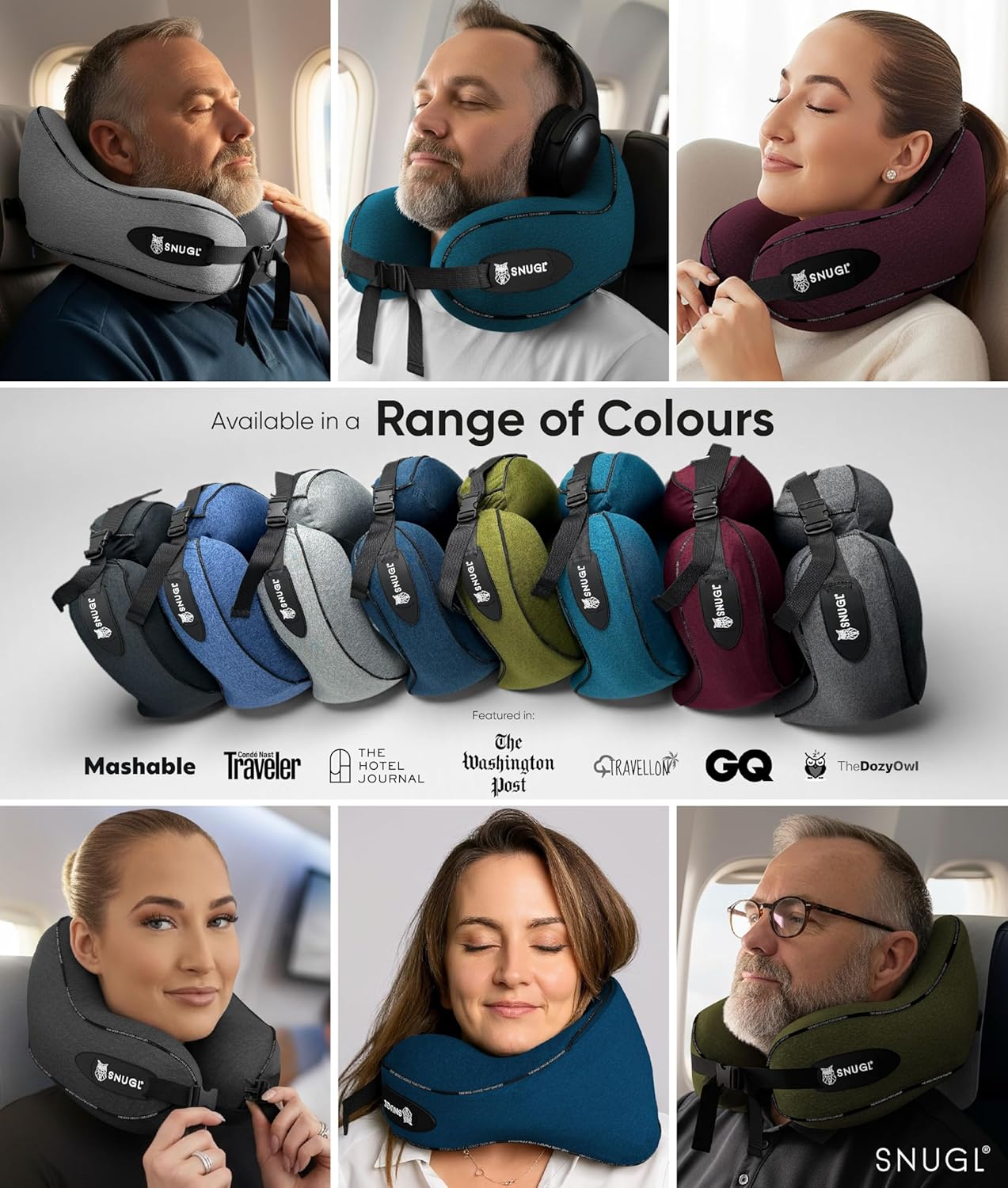 SNUGL Travel Pillow – Neck Pillow Airplane, Travel Pillows for Airplanes, Neck Pillows Memory Foam – Road Trip Essentials for Adults – Traveling Essentials - Gifts for Travelers Men & Women - Image 9