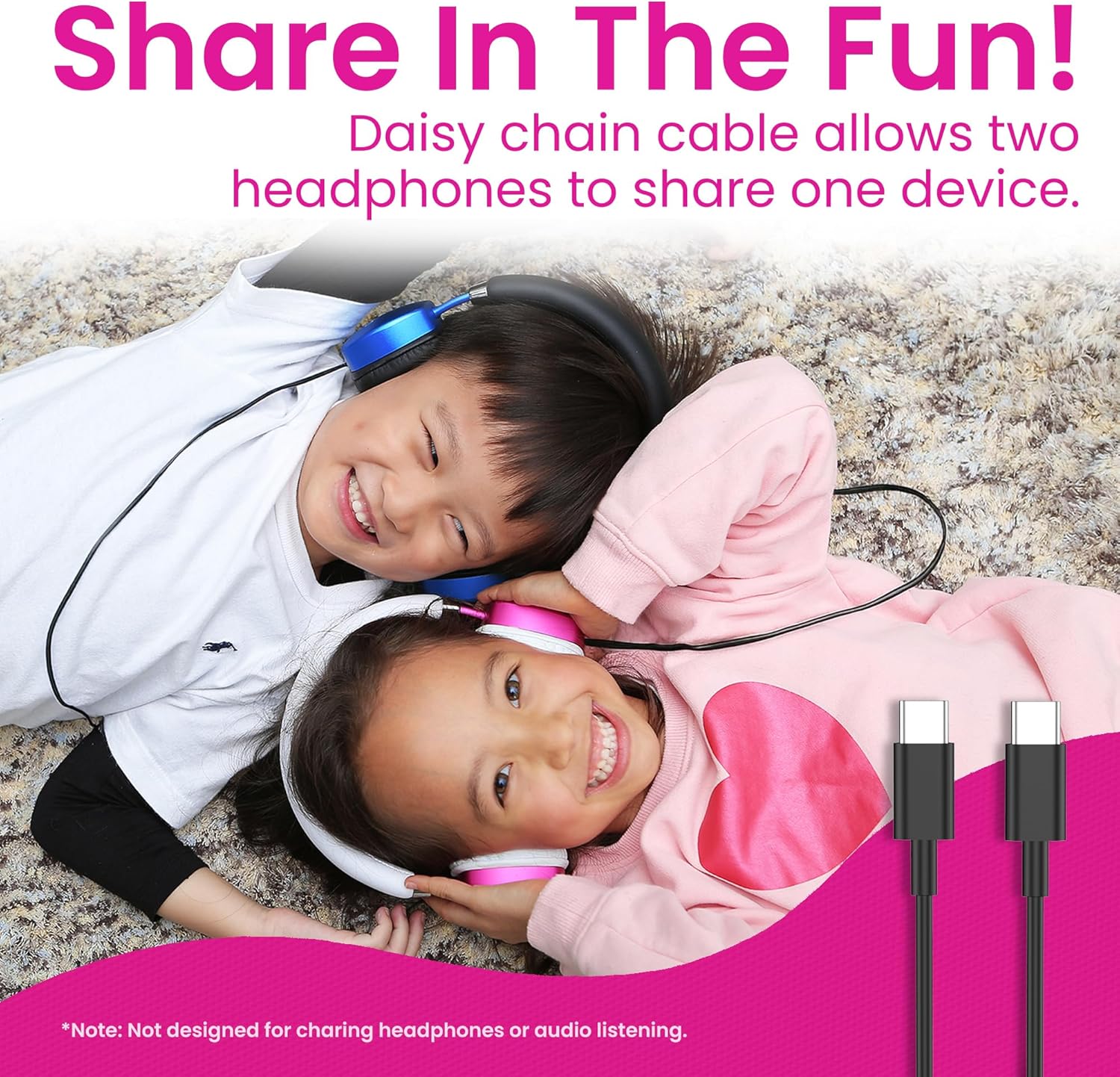 Puro Sound Labs Noise Cancelling Headphones for Kids - 85 dB Volume Limit, Built in Mic, 35-Hour Battery, Lightweight On Ear Design & Comfy Fit, Bluetooth Headphones for Kids – PuroQuiet Plus, Pink - Image 5